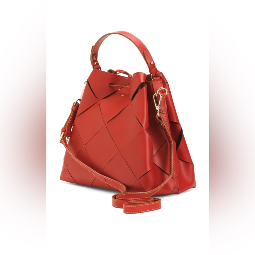 BOLDRINI Italian Leather Bucket Bag